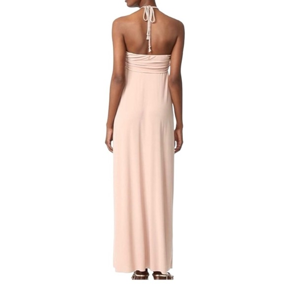 Misa Los Angeles Anya Peach Deep V Neck Ruched Halter Maxi Dress Women’s XS - Picture 3 of 16